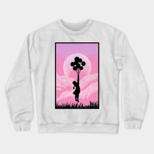 Girl in Pink Cloudy Sky Crewneck Sweatshirt